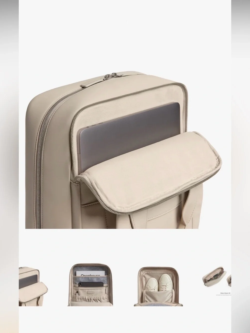 Monos Metro Backpack in Beige Vegan Leather